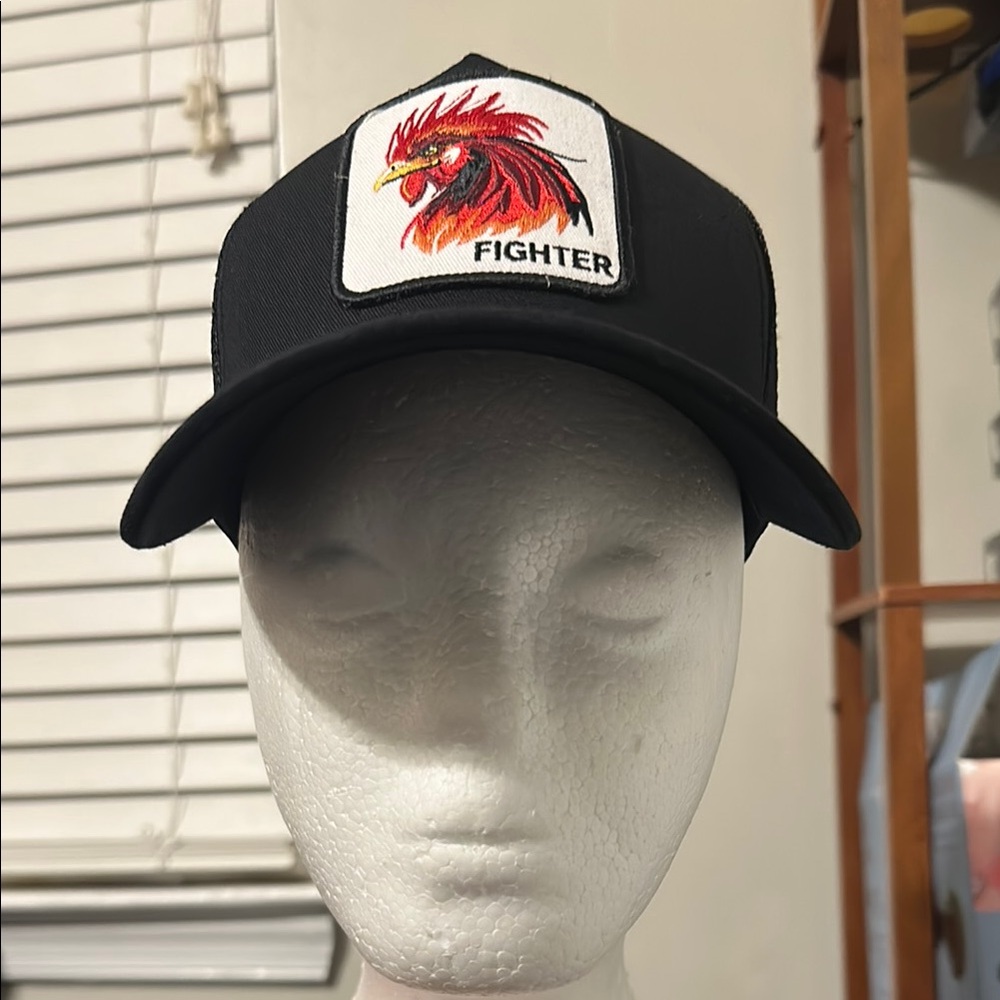 Black Fighter Patch Trucker Hat